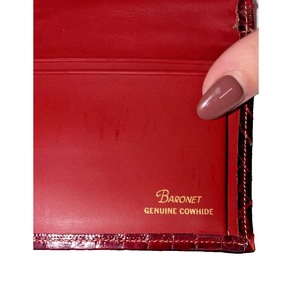 Vintage Baronet Genuine Cobra Snakeskin Red Wallet Clutch Checkbook Purse - Picture 13 of 16